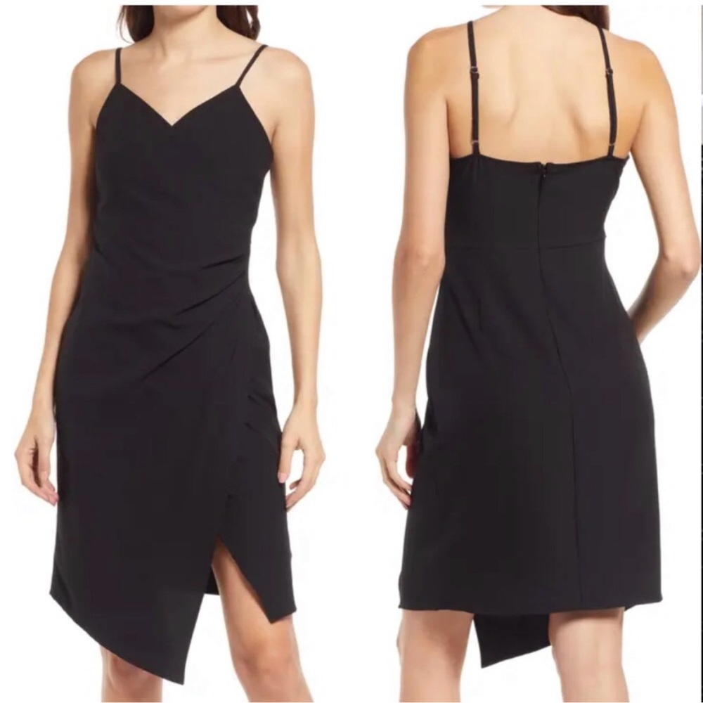 Black dress Chelsea28 M Side Ruched Faux Wrap Dress